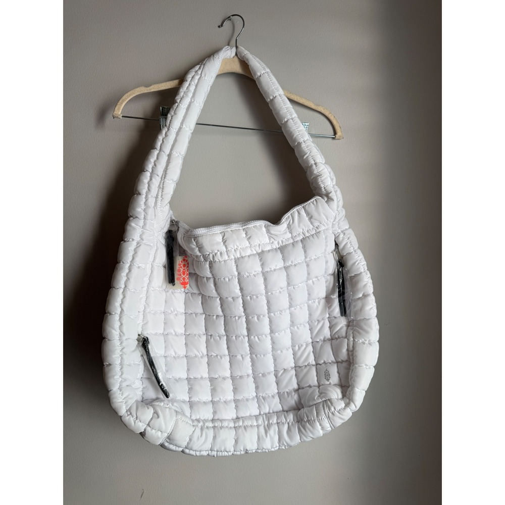 Free People FP Movement Quilted Carryall Bag Optic White Puffer Hobo